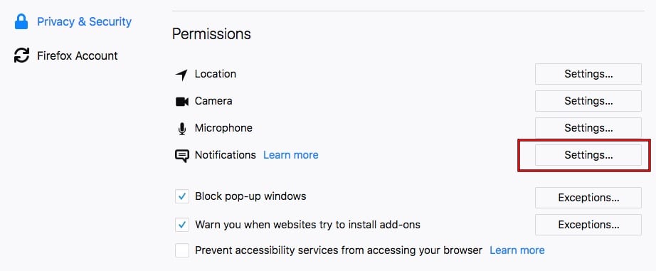 Firefox Settings