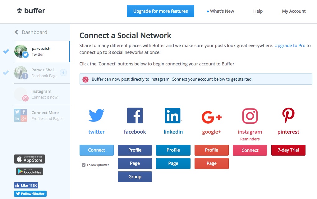 Adding Instagram to Buffer