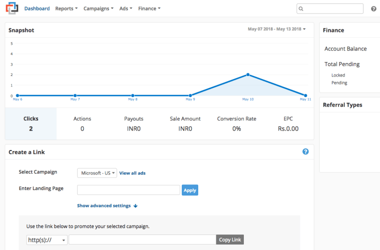 Impact Radius Microsoft Affiliate Dashboard