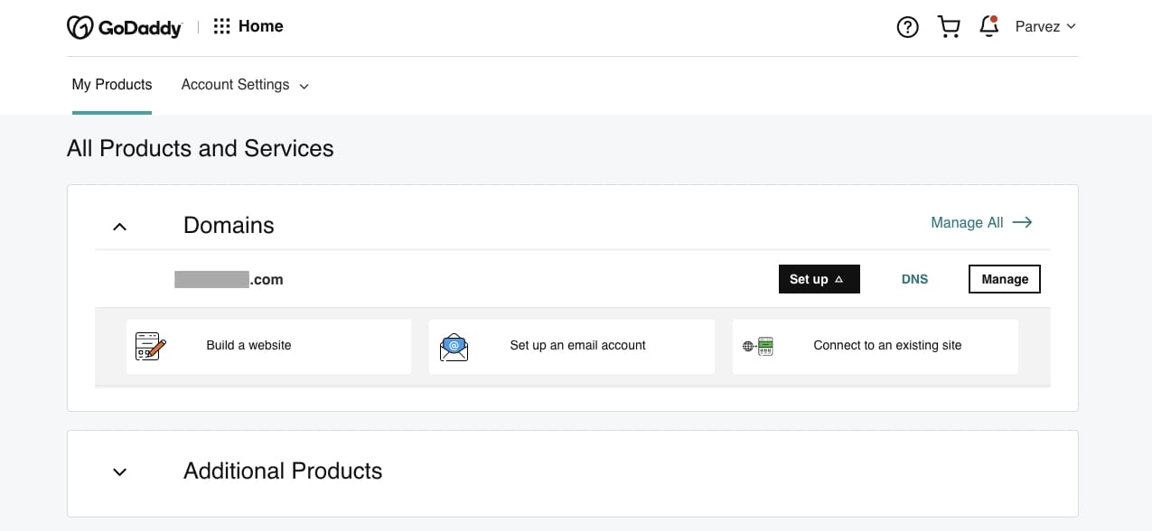 Manage Domains at GoDaddy