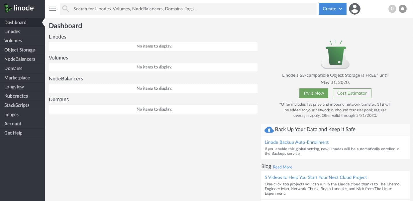 Linode Dashboard