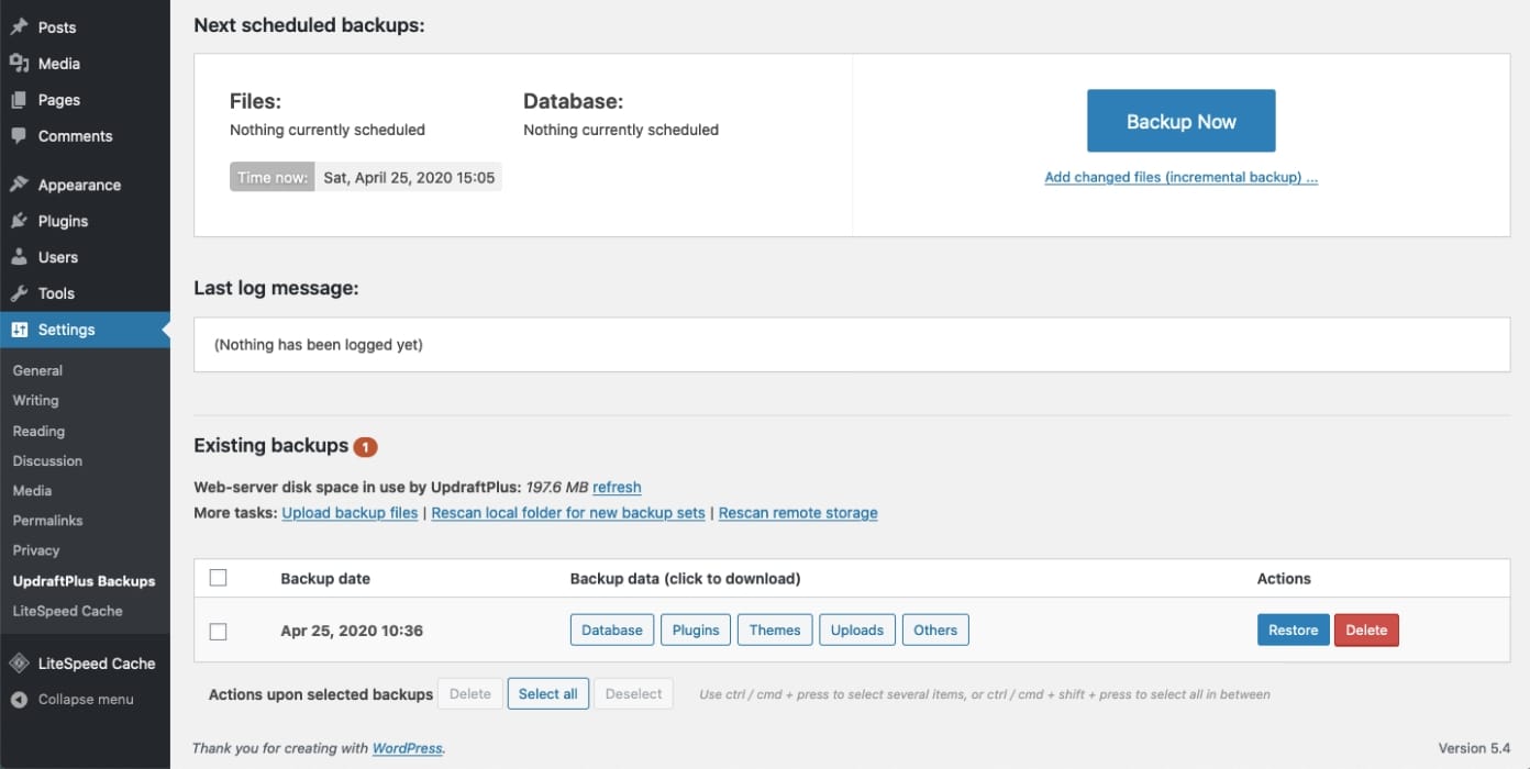 Restoring WordPress Site from Backup
