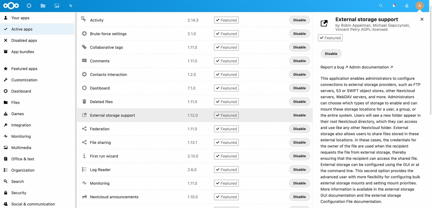 Installing External Storage Support